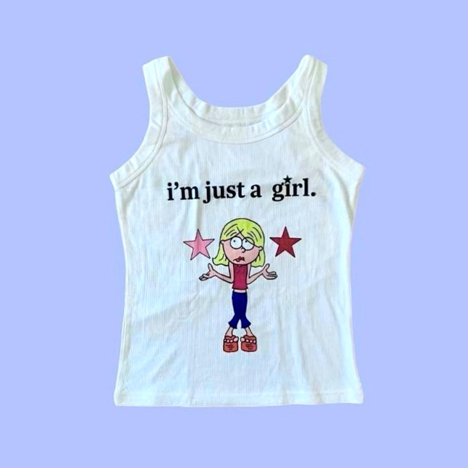 IM JUST A GIRL TANK TOP WHITE