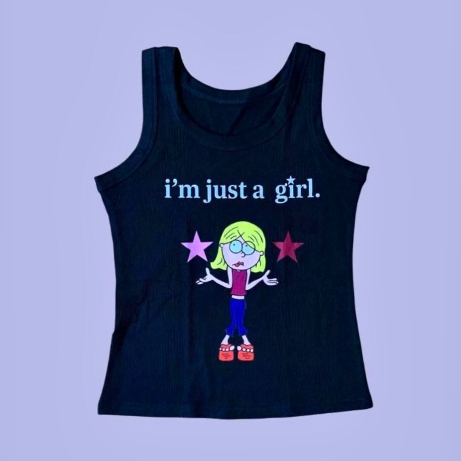 IM JUST A GIRL TANK TOP BLACK